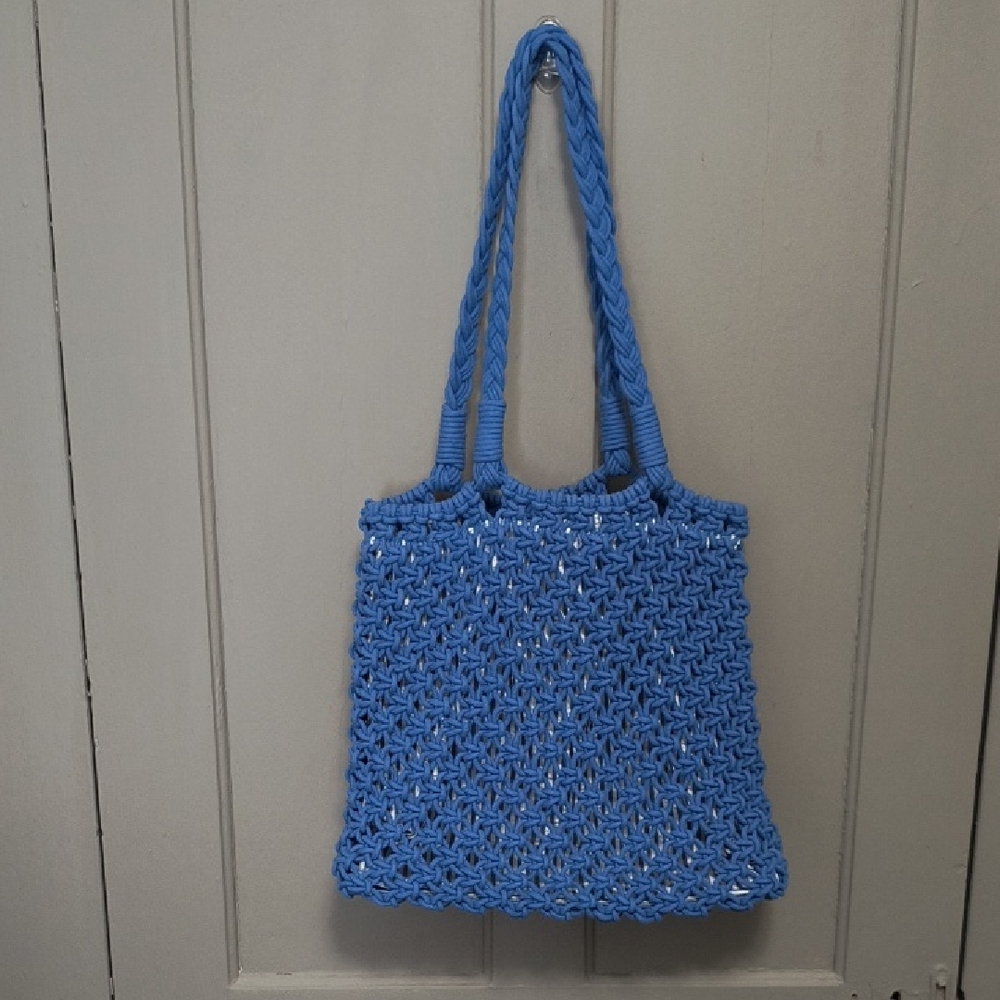 Blue Woven Tote Bag